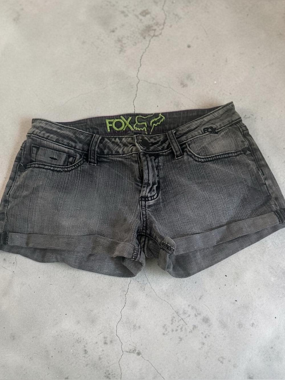 FOX Women's Gray Denim Shorts - Casual Roll-Hem